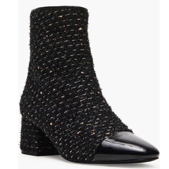 Steve Madden Eiffel Bootie, Tweed Black Sparkle, Low Block Heel, Size 8, NWT - Picture 1 of 17